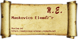 Maskovics Elemér névjegykártya